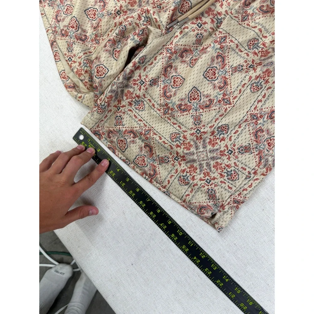 PacSun Mens Volley Mesh Shorts Small Cream Red Paisley Bandana Print Relaxed Fit
